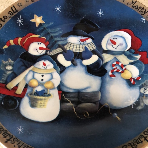 Merry Christmas To All Snowman Family Serving Plate/Platter 12.25” inches - Picture 2 of 4